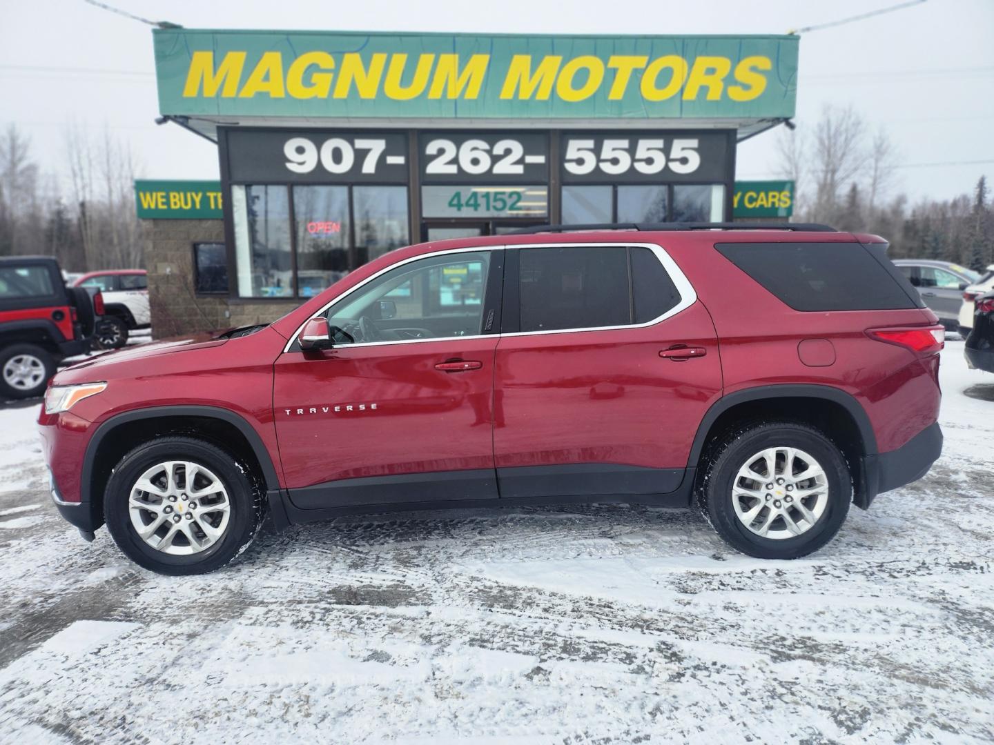 2020 Red /GRAY/BLACK Chevrolet Traverse LT (1GNEVGKW9LJ) with an 3.6l engine, 9 speed transmission, located at 1960 Industrial Drive, Wasilla, 99654, (907) 274-2277, 61.573475, -149.400146 - Photo#0